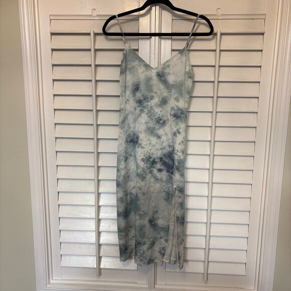 Abercrombie &‎ Fitch Blue And Green Tie Dye Midi Slip Dress Size XS Petite - Picture 1 of 7